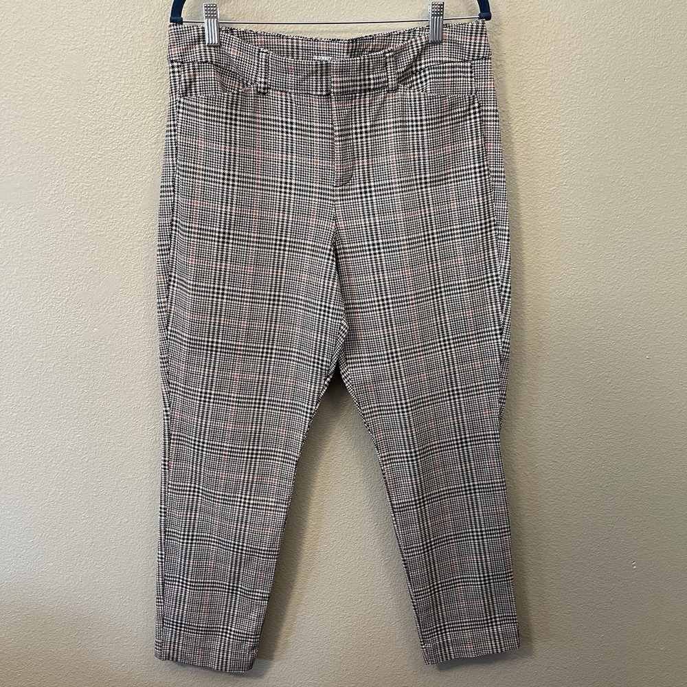 Old Navy Pixie Plaid Houndstooth Ankle Pants High Rise Preppy Office Size 12